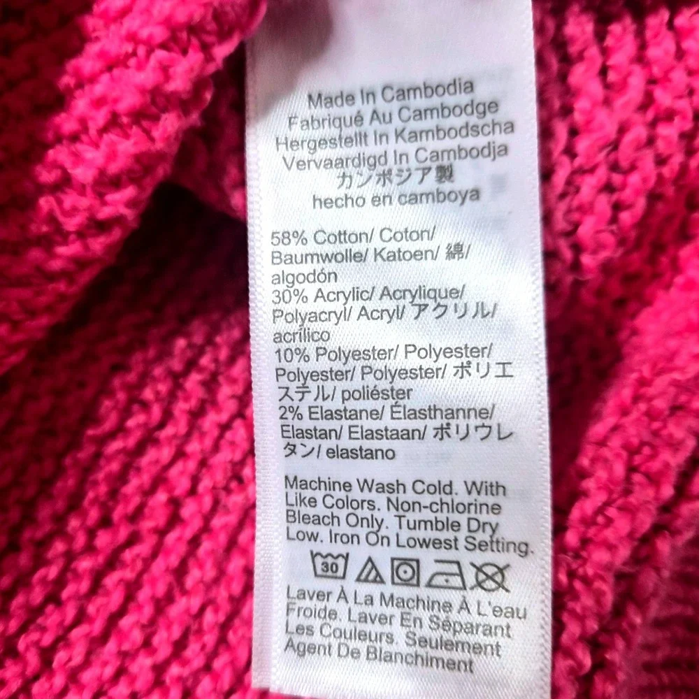 J.‎ Crew Mock Neck Cable Knit Sweater Bright Pink Women's Size M